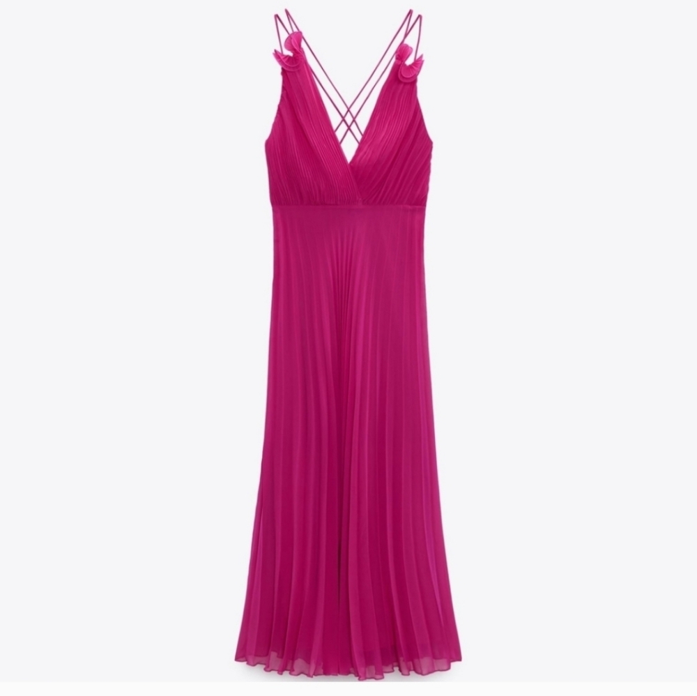 Zara Pleated Pink Dress Size S NWT - Picture 13 of 16